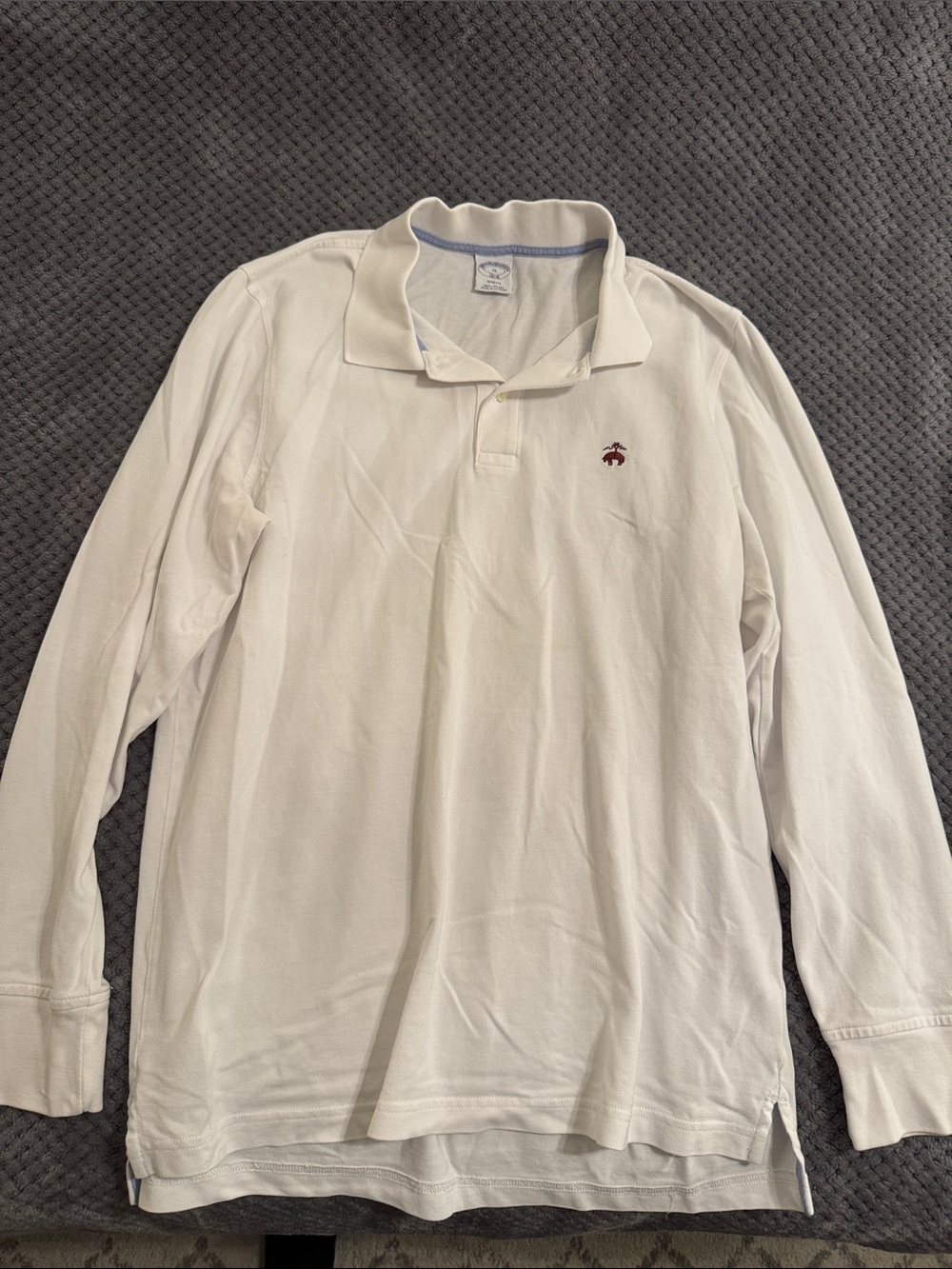 Brooks Brothers White Long-Sleeve Polo with Embroidered Logo Size XL Slim Fit